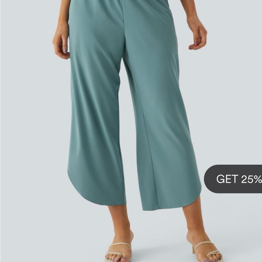 Elegant Teal Wide-Leg Pants